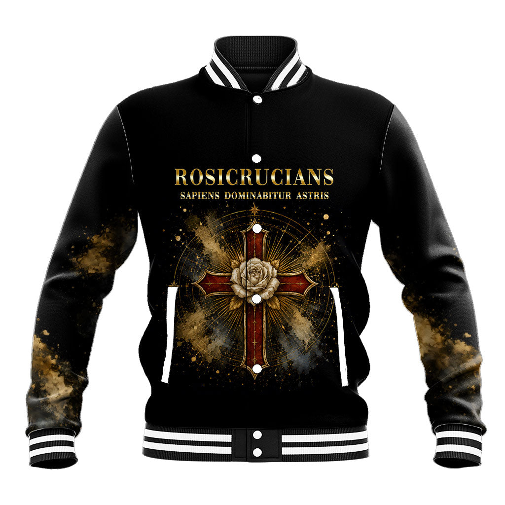 Personalized Rosicrucians Baseball Jacket Sapiens Dominabitur Astris Rose Cross