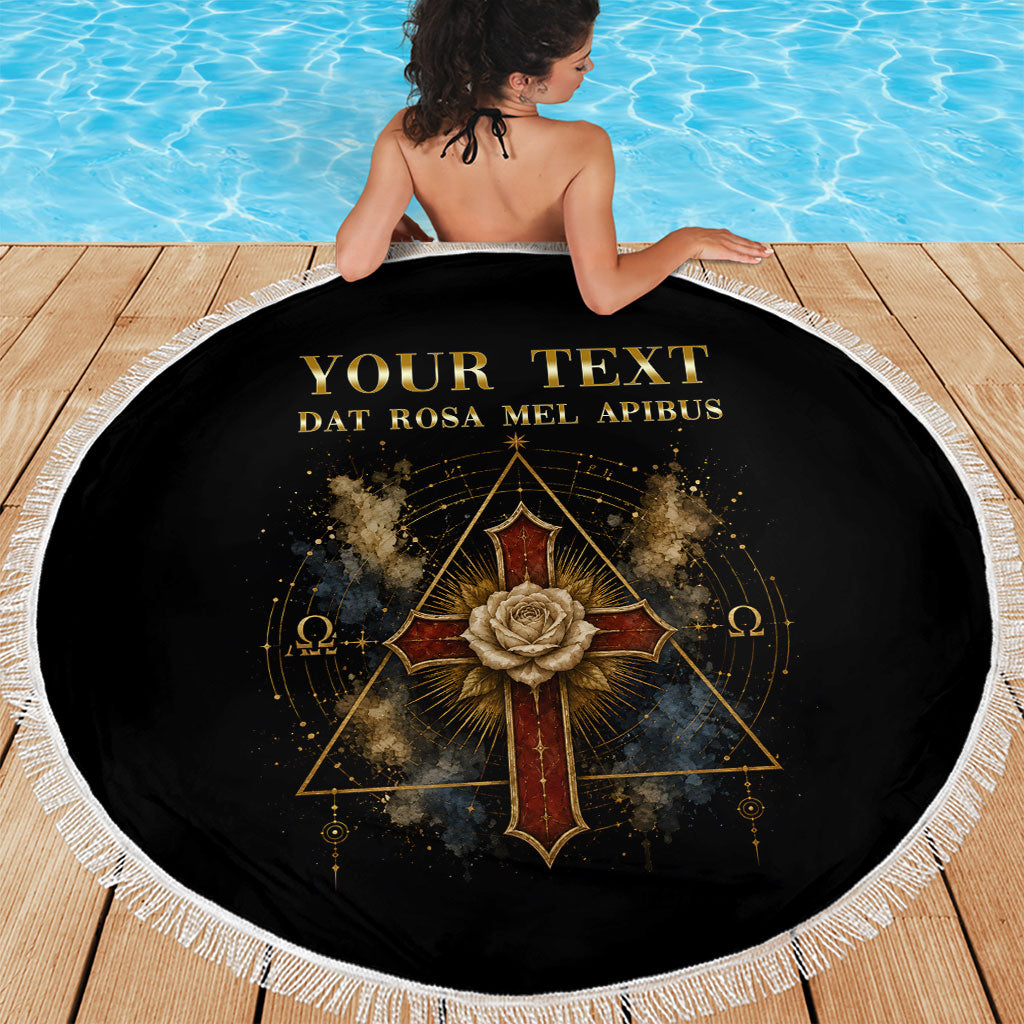 Personalized Rosicrucians Beach Blanket Sapiens Dominabitur Astris Rose Cross
