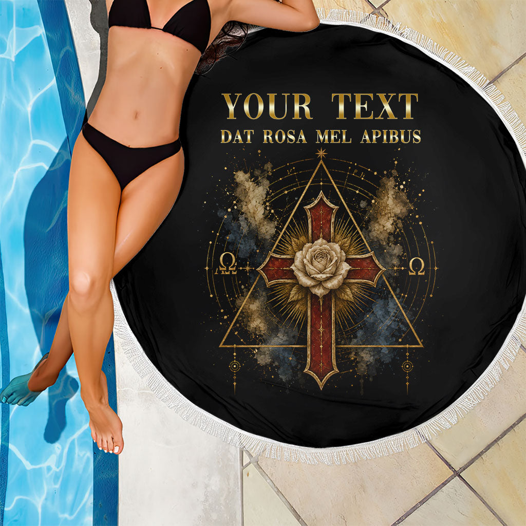 Personalized Rosicrucians Beach Blanket Sapiens Dominabitur Astris Rose Cross