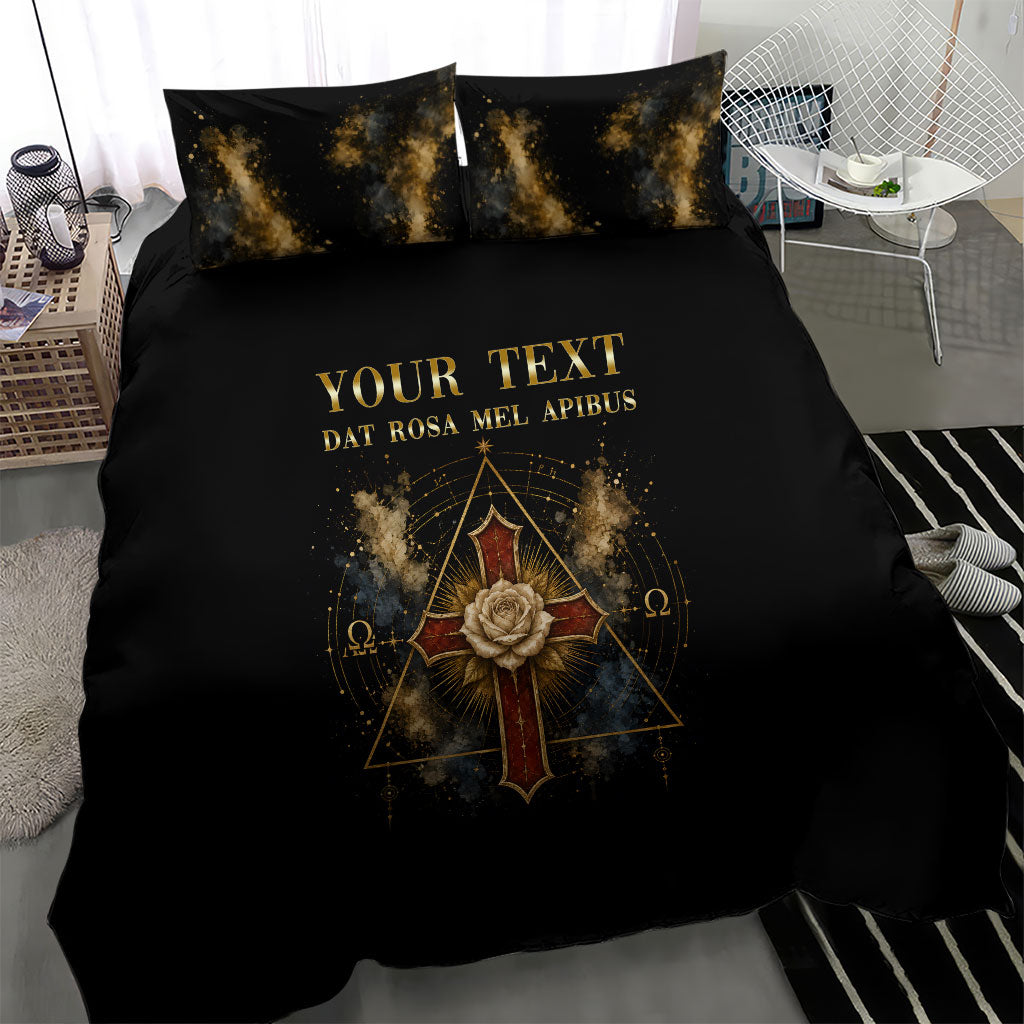 Personalized Rosicrucians Bedding Set Sapiens Dominabitur Astris Rose Cross