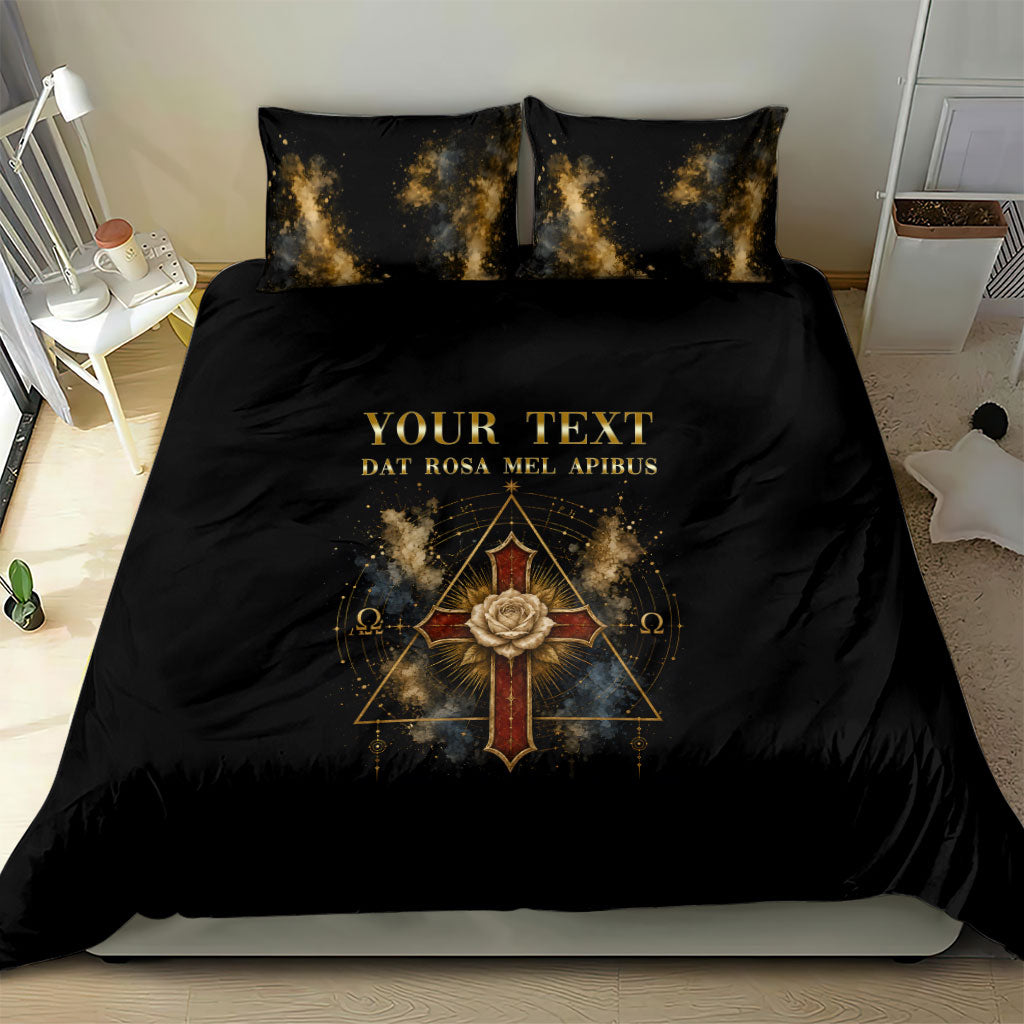 Personalized Rosicrucians Bedding Set Sapiens Dominabitur Astris Rose Cross