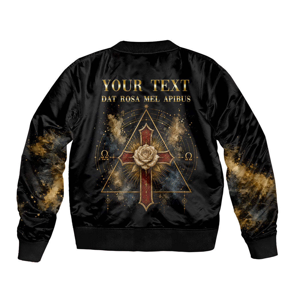 Personalized Rosicrucians Bomber Jacket Sapiens Dominabitur Astris Rose Cross