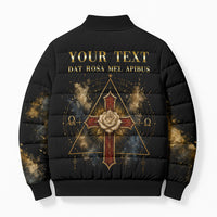 Personalized Rosicrucians Bomber Puffer Jacket Sapiens Dominabitur Astris Rose Cross