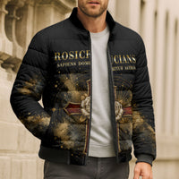 Personalized Rosicrucians Bomber Puffer Jacket Sapiens Dominabitur Astris Rose Cross