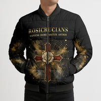 Personalized Rosicrucians Bomber Puffer Jacket Sapiens Dominabitur Astris Rose Cross