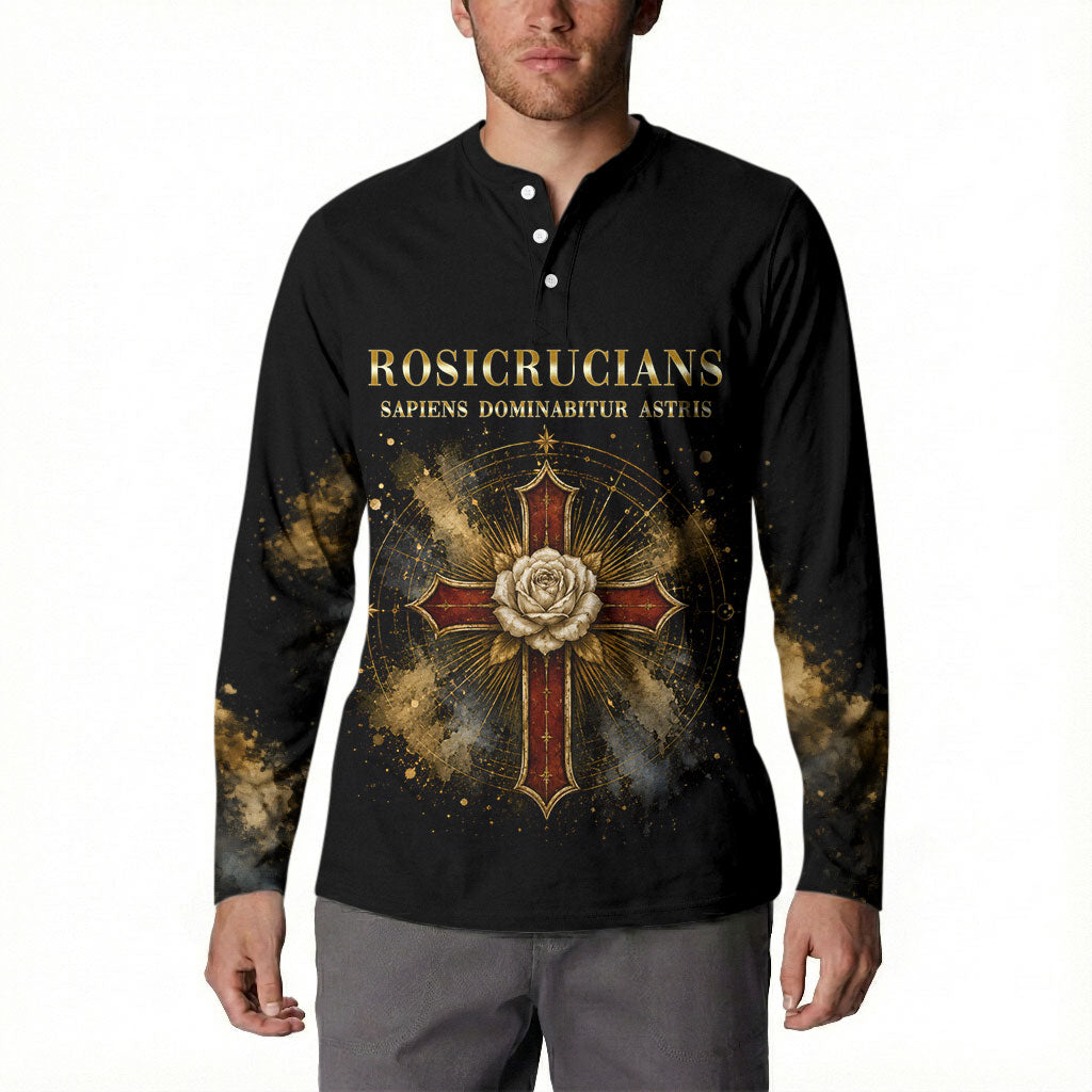 Personalized Rosicrucians Button Sweatshirt Sapiens Dominabitur Astris Rose Cross