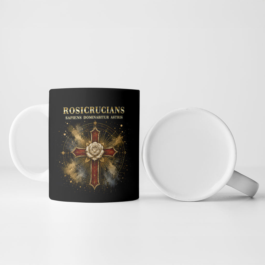 Personalized Rosicrucians Ceramic Mug Sapiens Dominabitur Astris Rose Cross