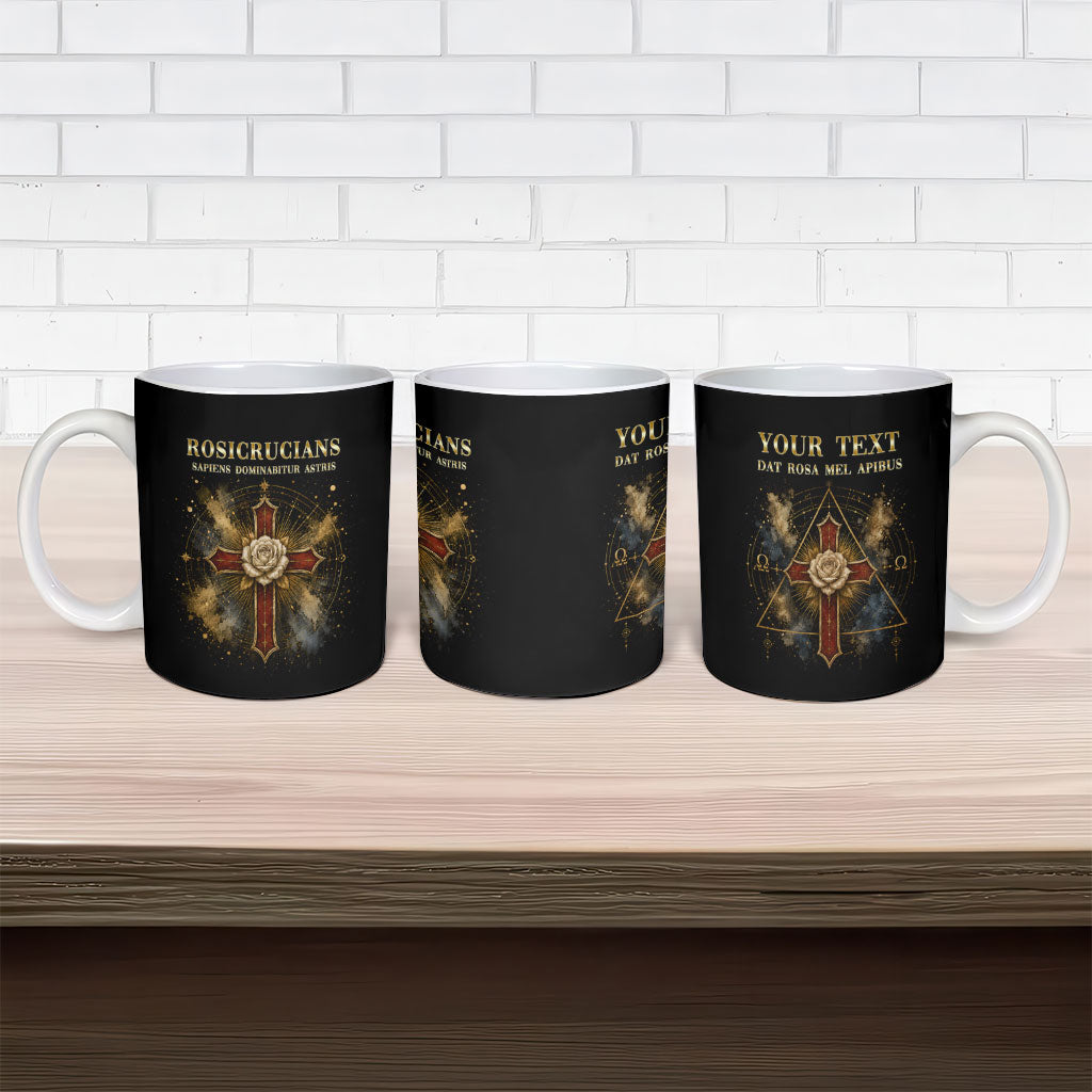 Personalized Rosicrucians Ceramic Mug Sapiens Dominabitur Astris Rose Cross