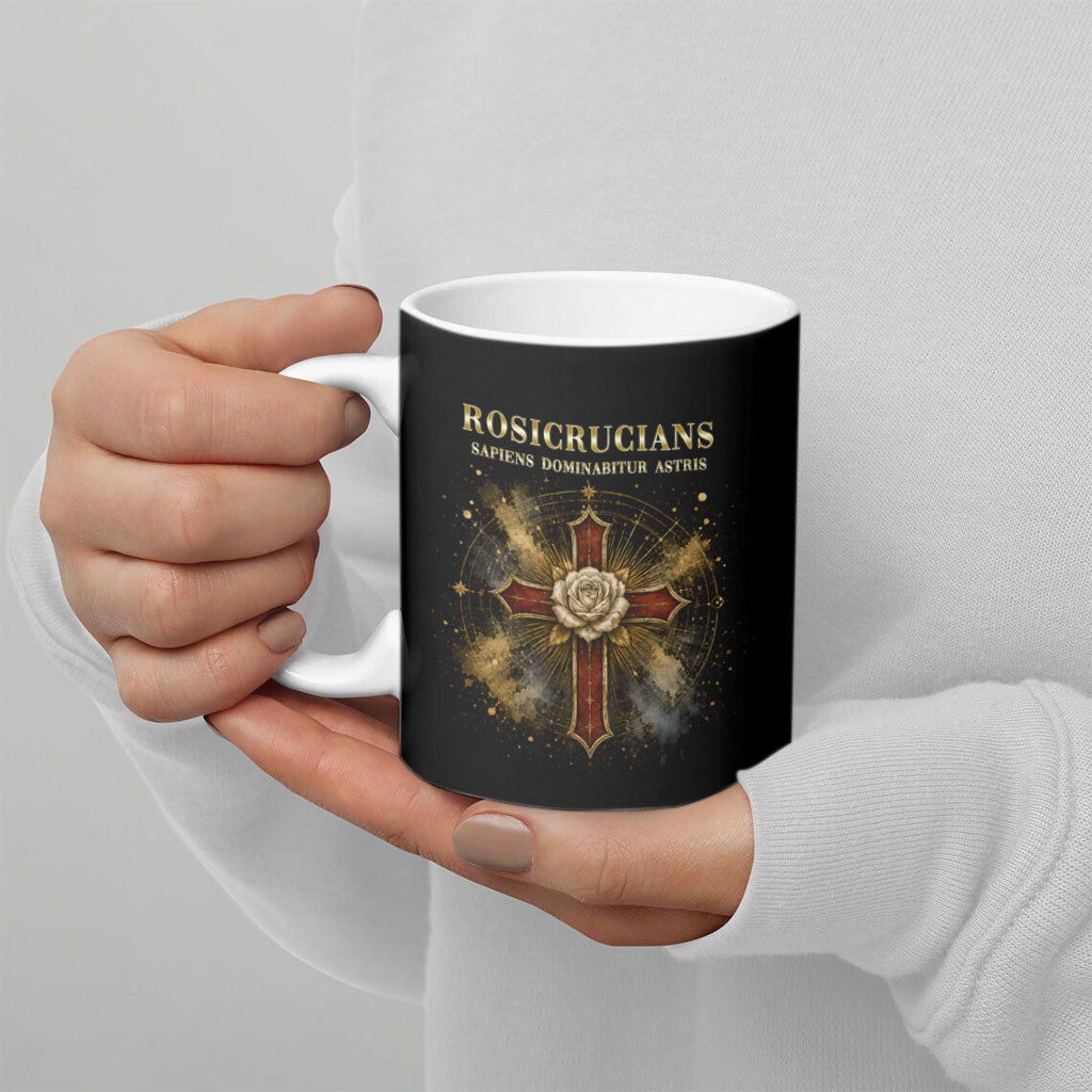 Personalized Rosicrucians Ceramic Mug Sapiens Dominabitur Astris Rose Cross