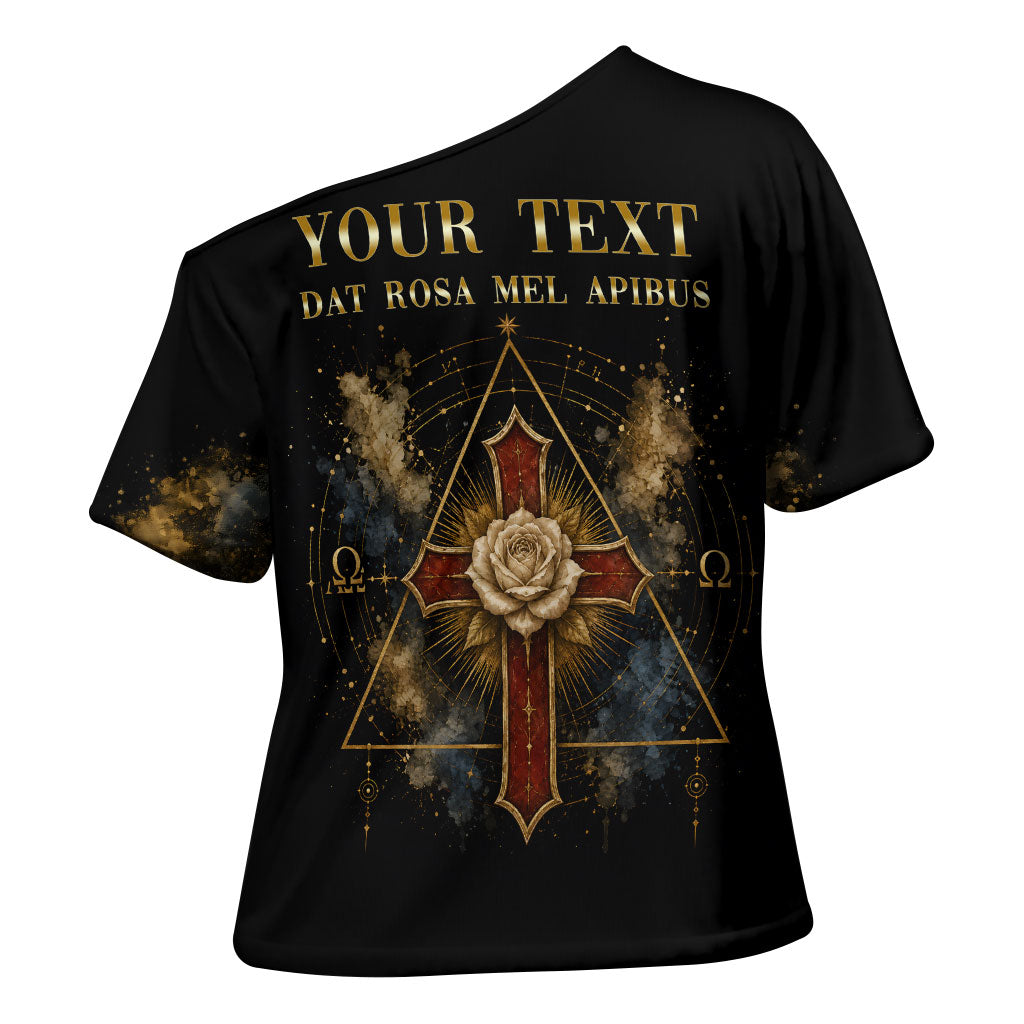 Personalized Rosicrucians Cross Shoulder Shirt Sapiens Dominabitur Astris Rose Cross