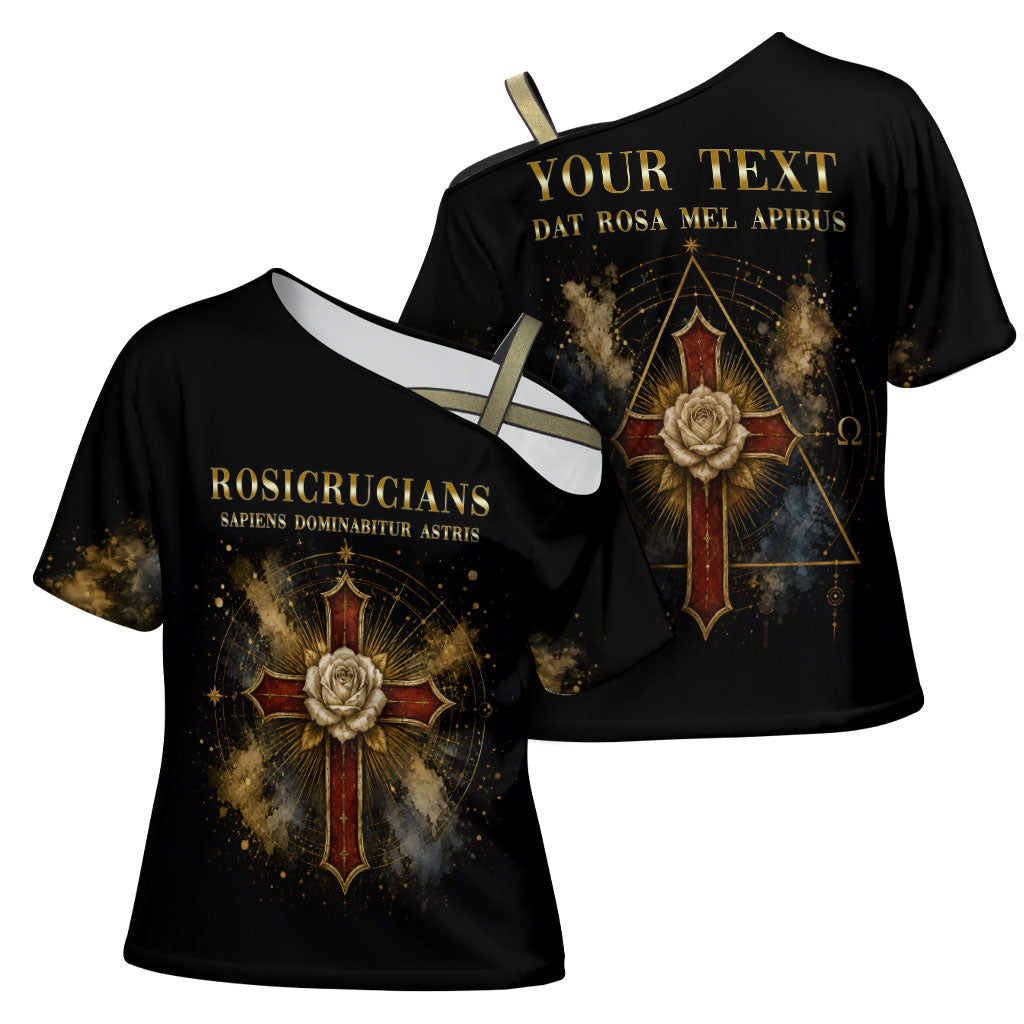 Personalized Rosicrucians Cross Shoulder Shirt Sapiens Dominabitur Astris Rose Cross
