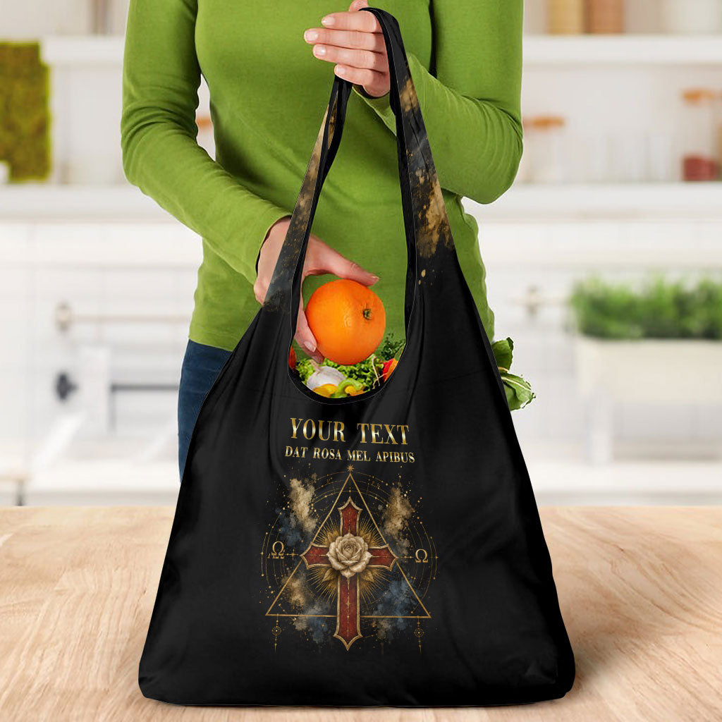 Personalized Rosicrucians Grocery Bag Sapiens Dominabitur Astris Rose Cross