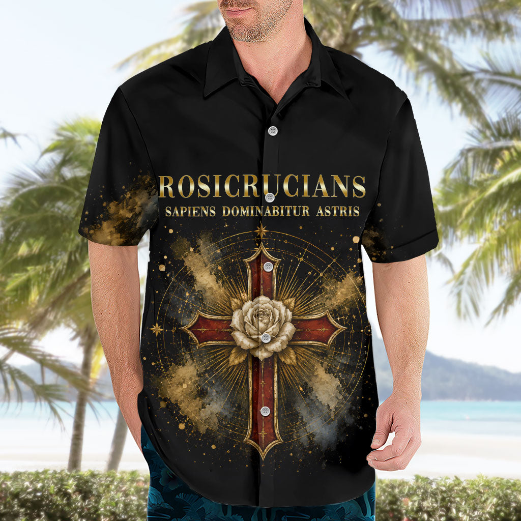Personalized Rosicrucians Hawaiian Shirt Sapiens Dominabitur Astris Rose Cross