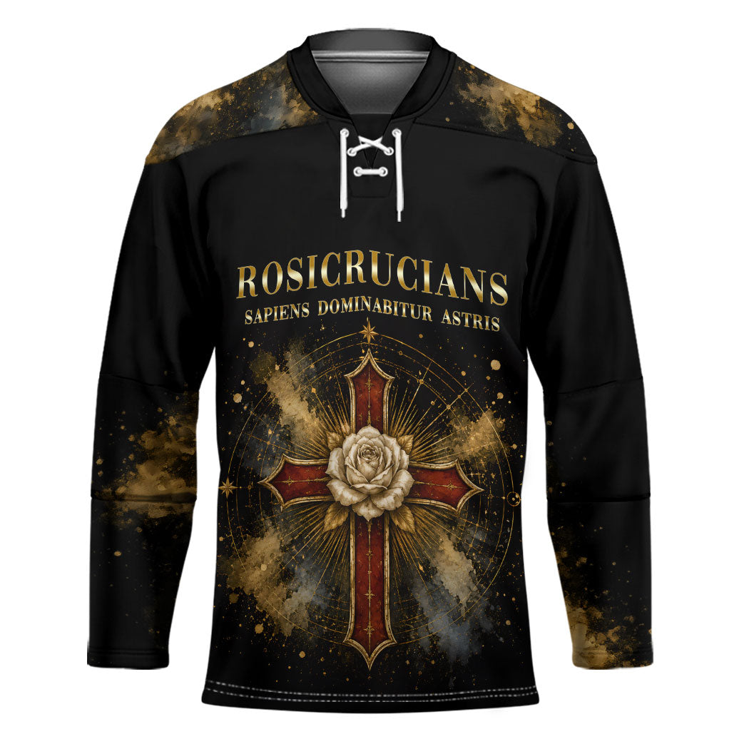 Personalized Rosicrucians Hockey Jersey Sapiens Dominabitur Astris Rose Cross