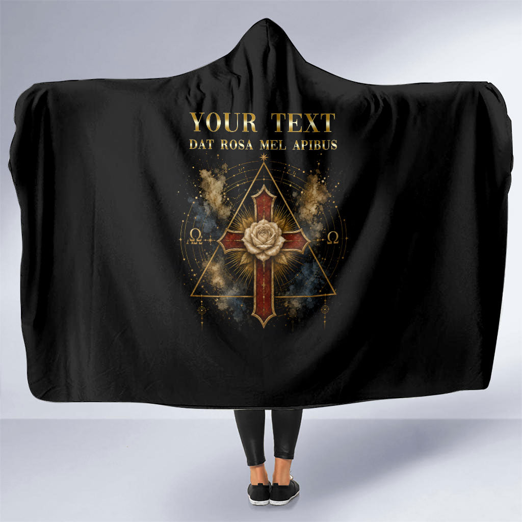 Personalized Rosicrucians Hooded Blanket Sapiens Dominabitur Astris Rose Cross