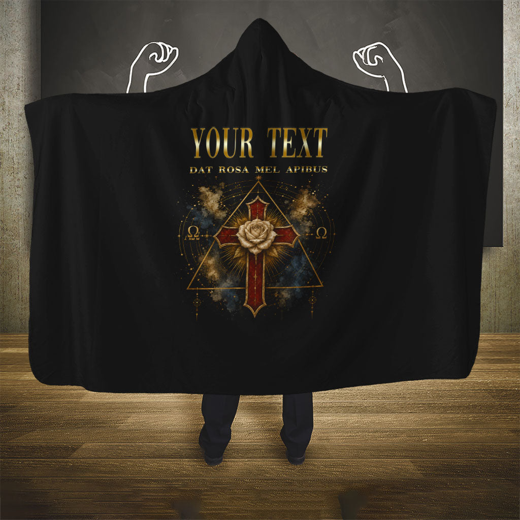 Personalized Rosicrucians Hooded Blanket Sapiens Dominabitur Astris Rose Cross