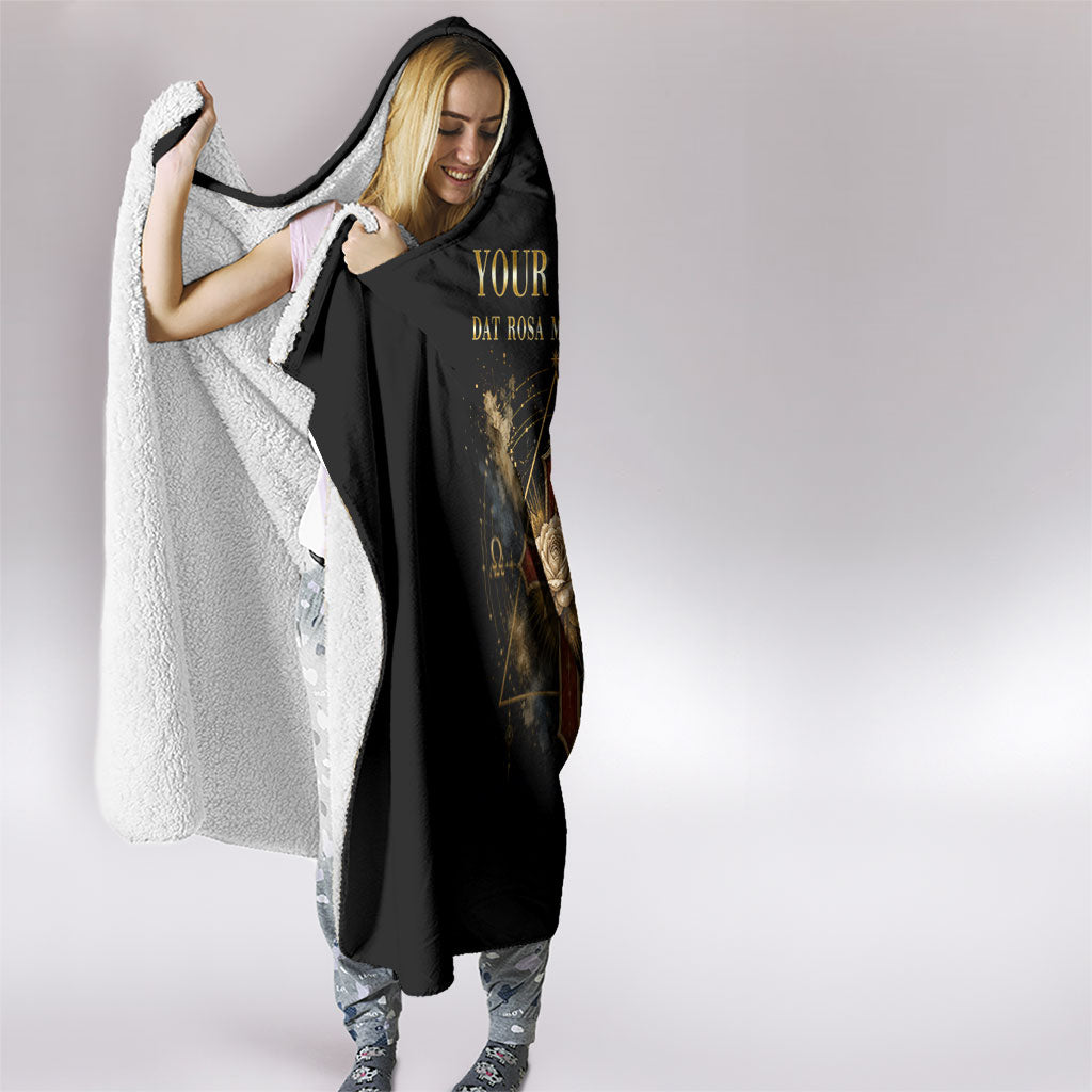 Personalized Rosicrucians Hooded Blanket Sapiens Dominabitur Astris Rose Cross