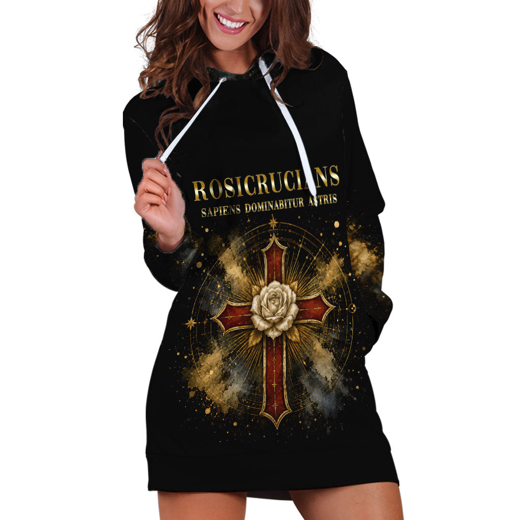 Personalized Rosicrucians Hoodie Dress Sapiens Dominabitur Astris Rose Cross