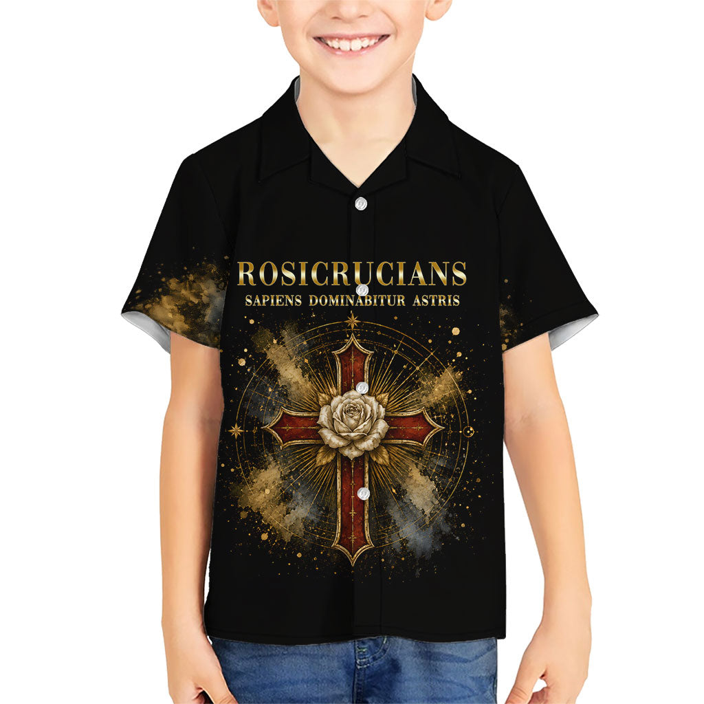 Personalized Rosicrucians Kid Hawaiian Shirt Sapiens Dominabitur Astris Rose Cross
