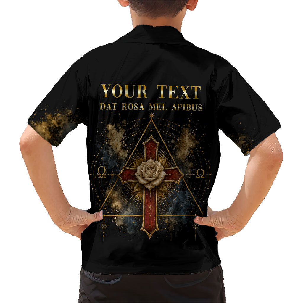 Personalized Rosicrucians Kid Hawaiian Shirt Sapiens Dominabitur Astris Rose Cross
