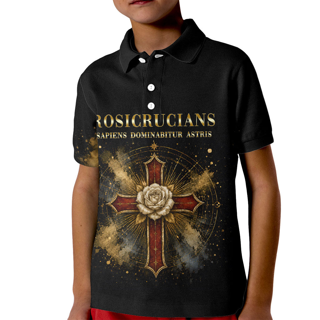 Personalized Rosicrucians Kid Polo Shirt Sapiens Dominabitur Astris Rose Cross