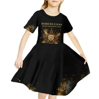 Personalized Rosicrucians Kid Short Sleeve Dress Sapiens Dominabitur Astris Rose Cross