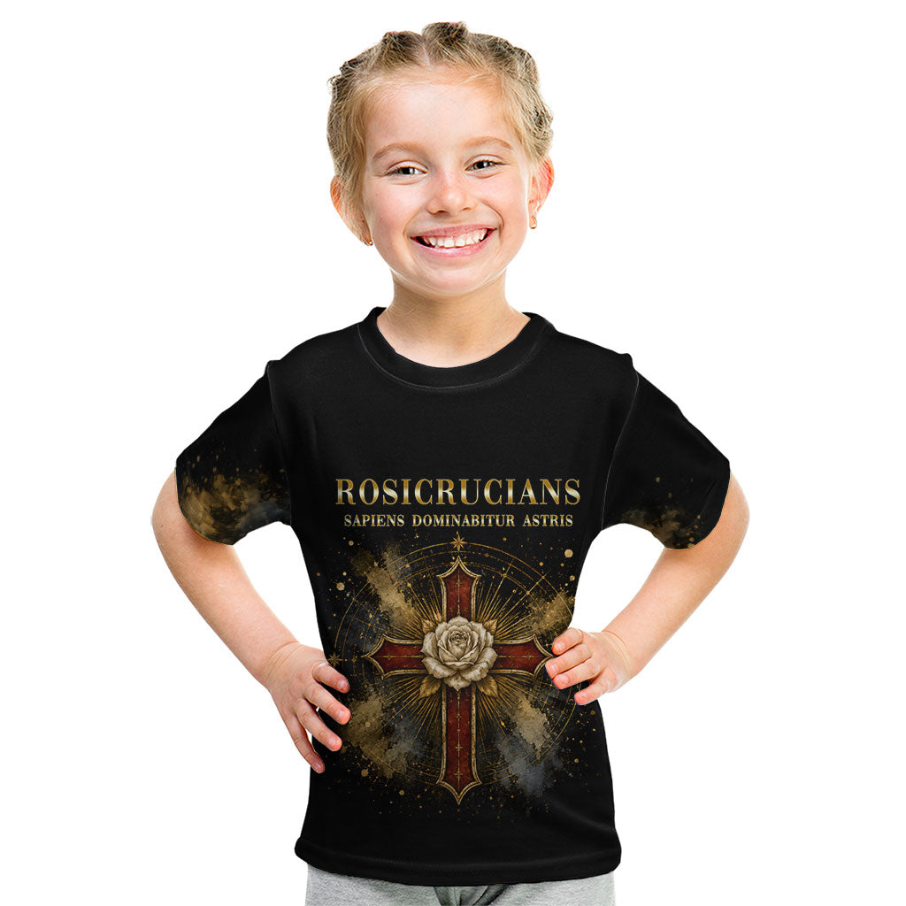 Personalized Rosicrucians Kid T Shirt Sapiens Dominabitur Astris Rose Cross