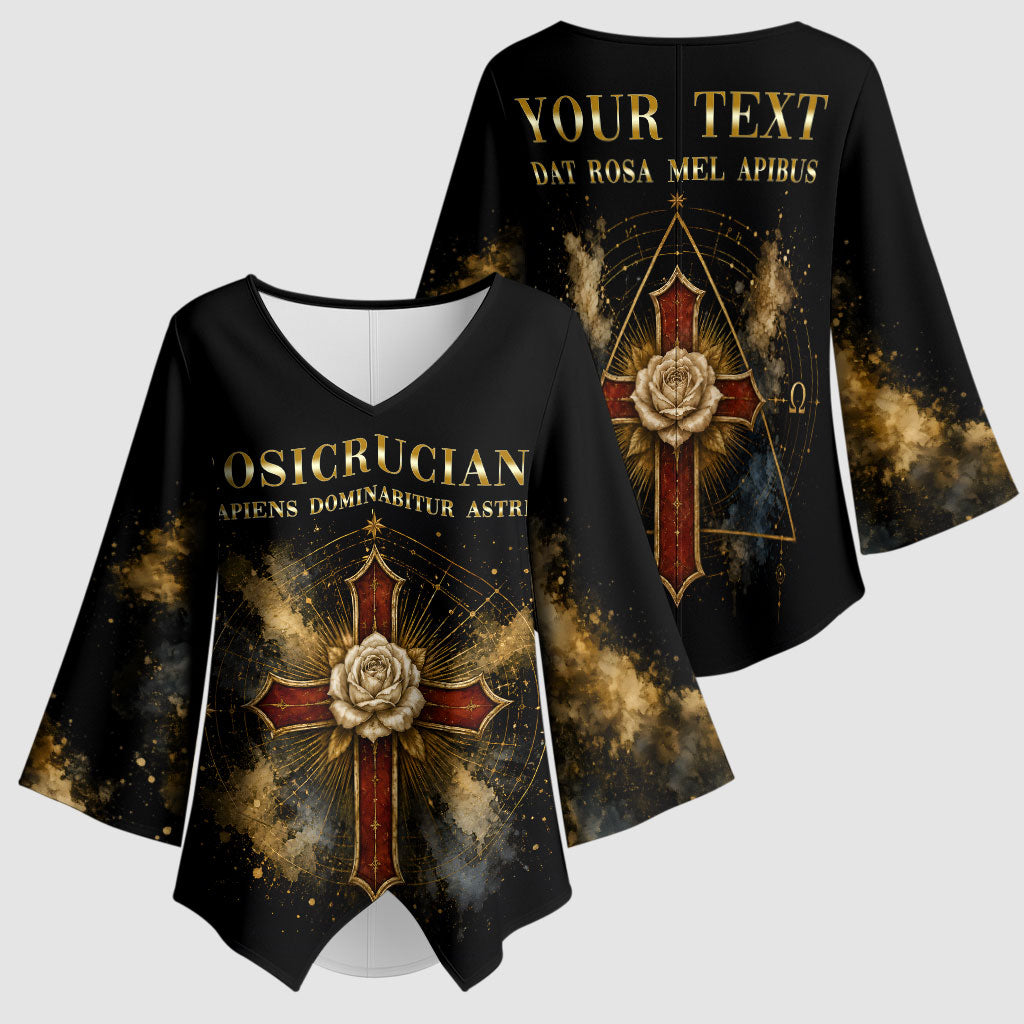 Personalized Rosicrucians Kimono Sleeve Blouse Sapiens Dominabitur Astris Rose Cross