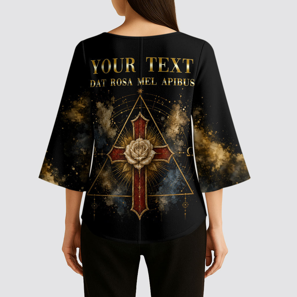 Personalized Rosicrucians Kimono Sleeve Blouse Sapiens Dominabitur Astris Rose Cross