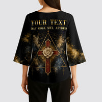 Personalized Rosicrucians Kimono Sleeve Blouse Sapiens Dominabitur Astris Rose Cross