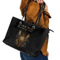 Personalized Rosicrucians Leather Tote Bag Sapiens Dominabitur Astris Rose Cross