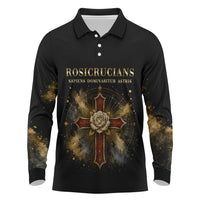 Personalized Rosicrucians Long Sleeve Polo Shirt Sapiens Dominabitur Astris Rose Cross