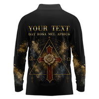 Personalized Rosicrucians Long Sleeve Polo Shirt Sapiens Dominabitur Astris Rose Cross