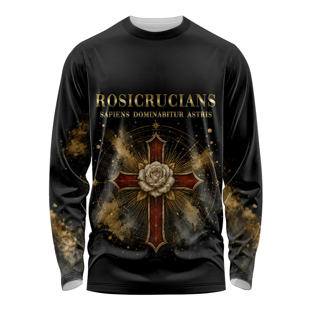 Personalized Rosicrucians Long Sleeve Shirt Sapiens Dominabitur Astris Rose Cross