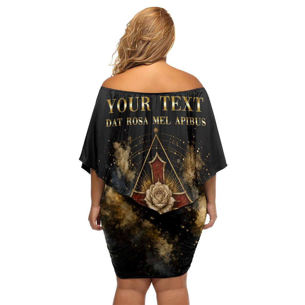 Personalized Rosicrucians Off Shoulder Short Dress Sapiens Dominabitur Astris Rose Cross