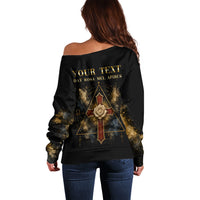 Personalized Rosicrucians Off Shoulder Sweater Sapiens Dominabitur Astris Rose Cross