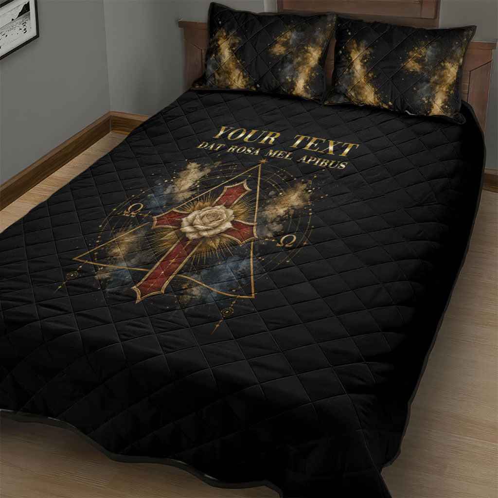 Personalized Rosicrucians Quilt Bed Set Sapiens Dominabitur Astris Rose Cross