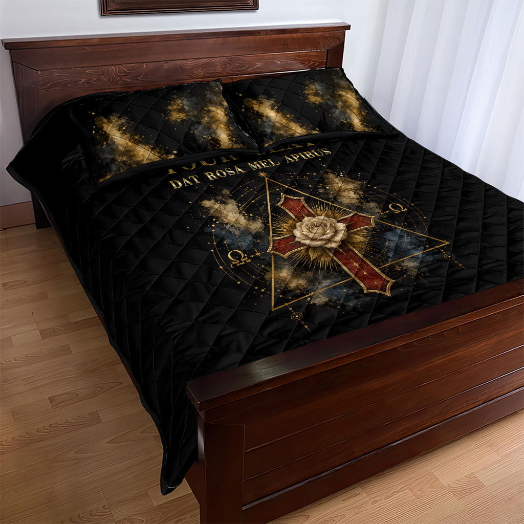 Personalized Rosicrucians Quilt Bed Set Sapiens Dominabitur Astris Rose Cross