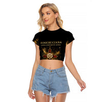 Personalized Rosicrucians Raglan Cropped T Shirt Sapiens Dominabitur Astris Rose Cross