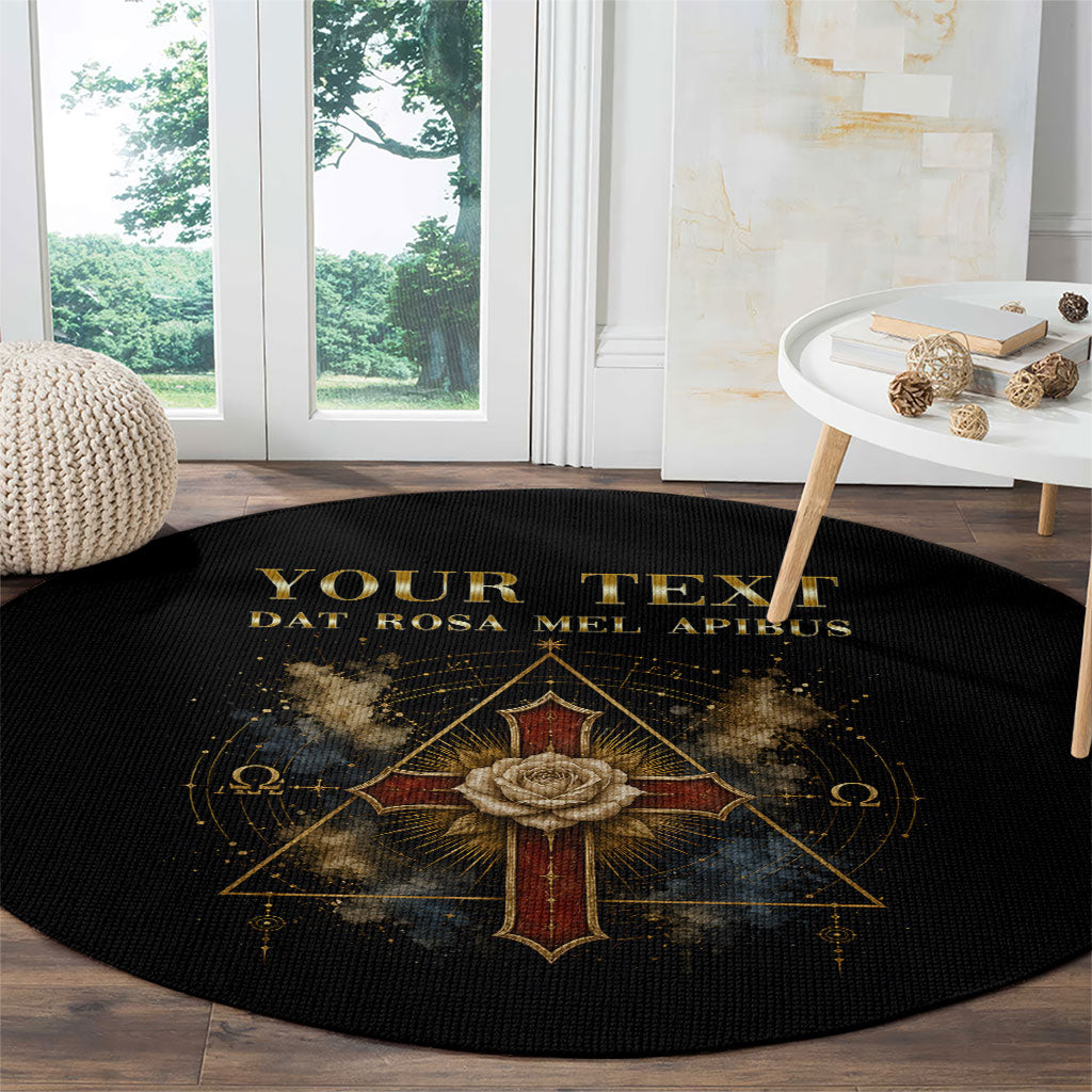 Personalized Rosicrucians Round Carpet Sapiens Dominabitur Astris Rose Cross