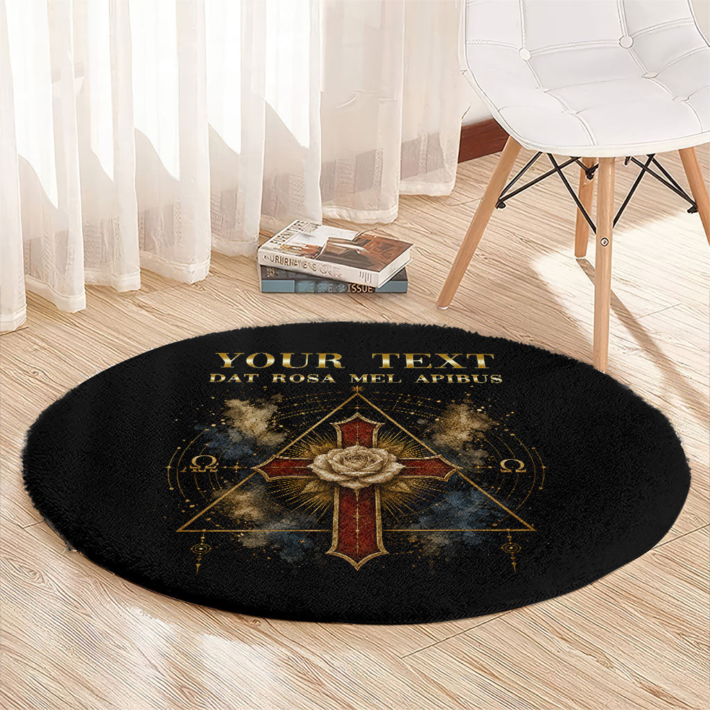 Personalized Rosicrucians Round Carpet Sapiens Dominabitur Astris Rose Cross