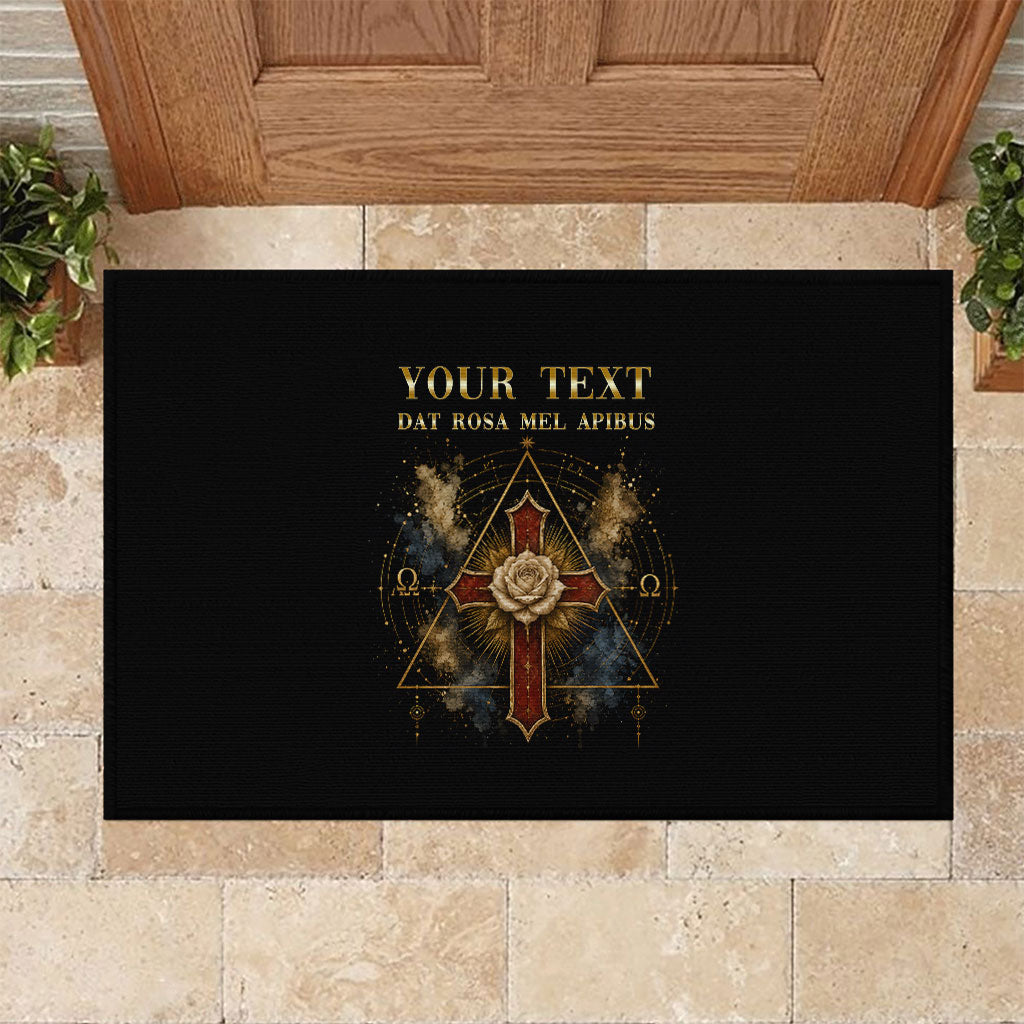 Personalized Rosicrucians Rubber Doormat Sapiens Dominabitur Astris Rose Cross