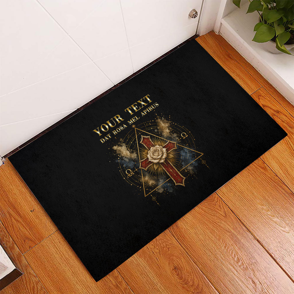 Personalized Rosicrucians Rubber Doormat Sapiens Dominabitur Astris Rose Cross