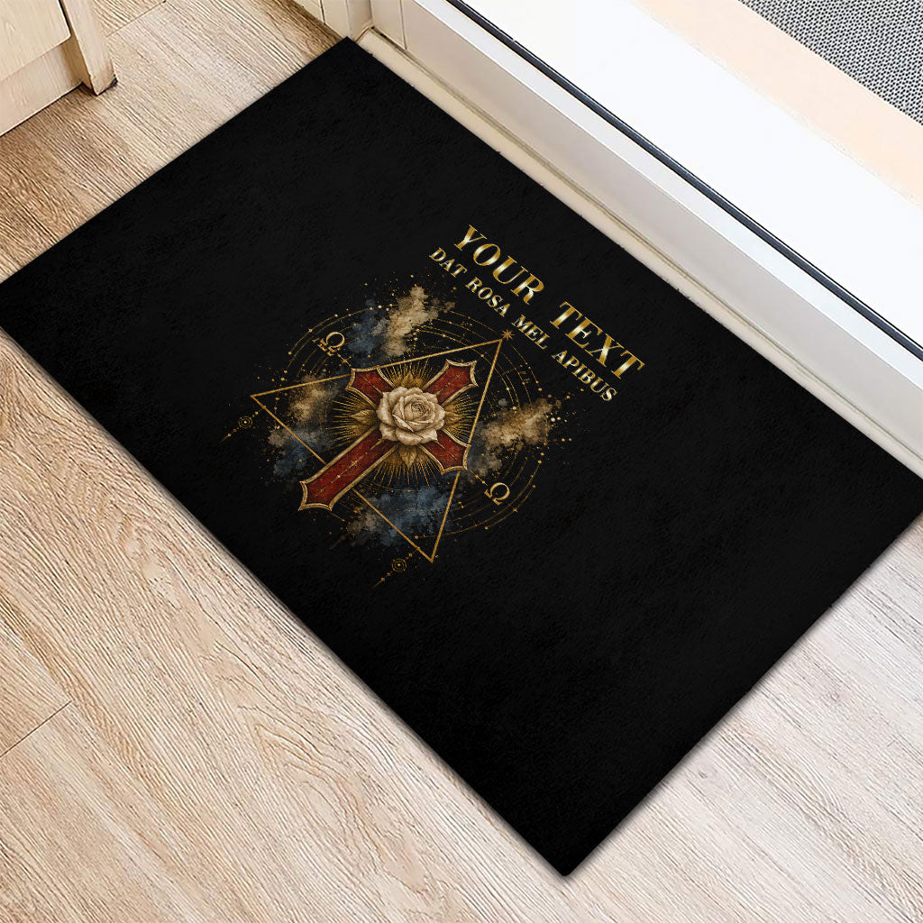 Personalized Rosicrucians Rubber Doormat Sapiens Dominabitur Astris Rose Cross