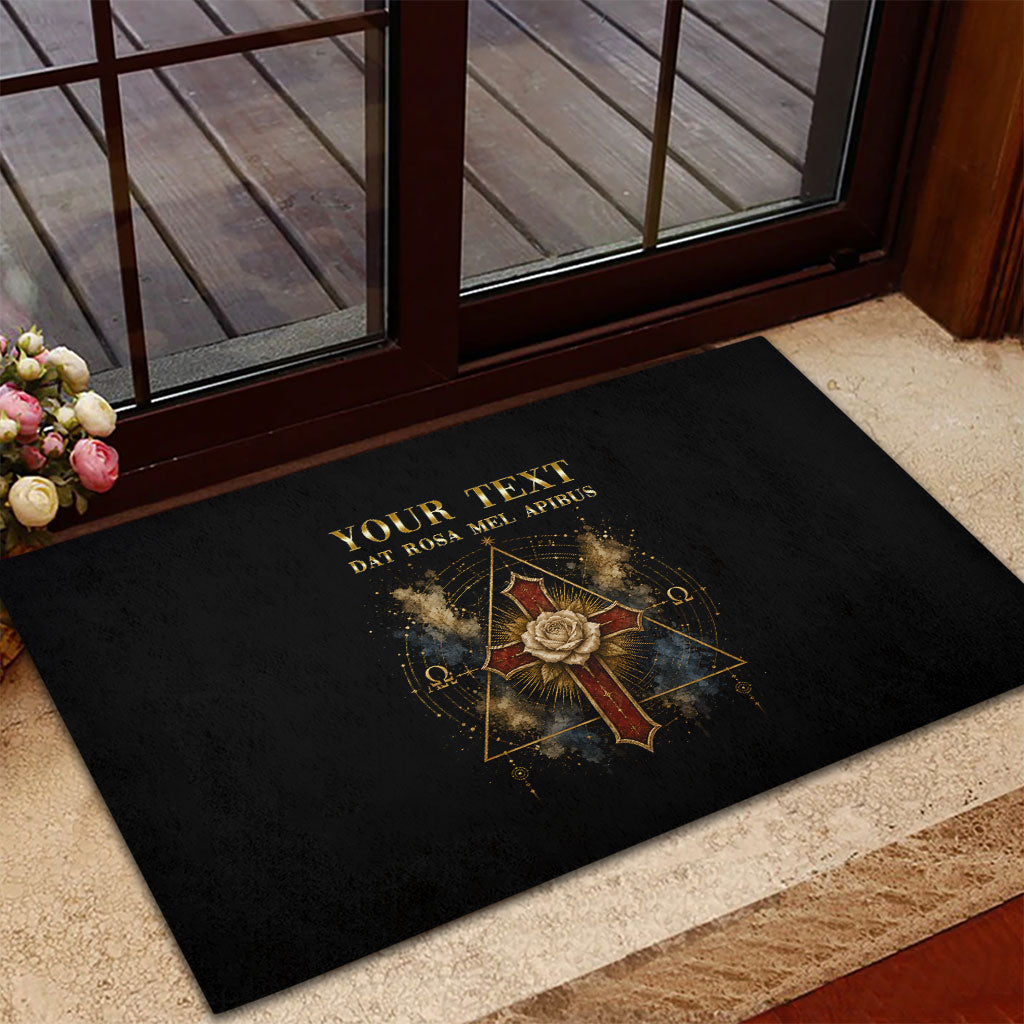 Personalized Rosicrucians Rubber Doormat Sapiens Dominabitur Astris Rose Cross