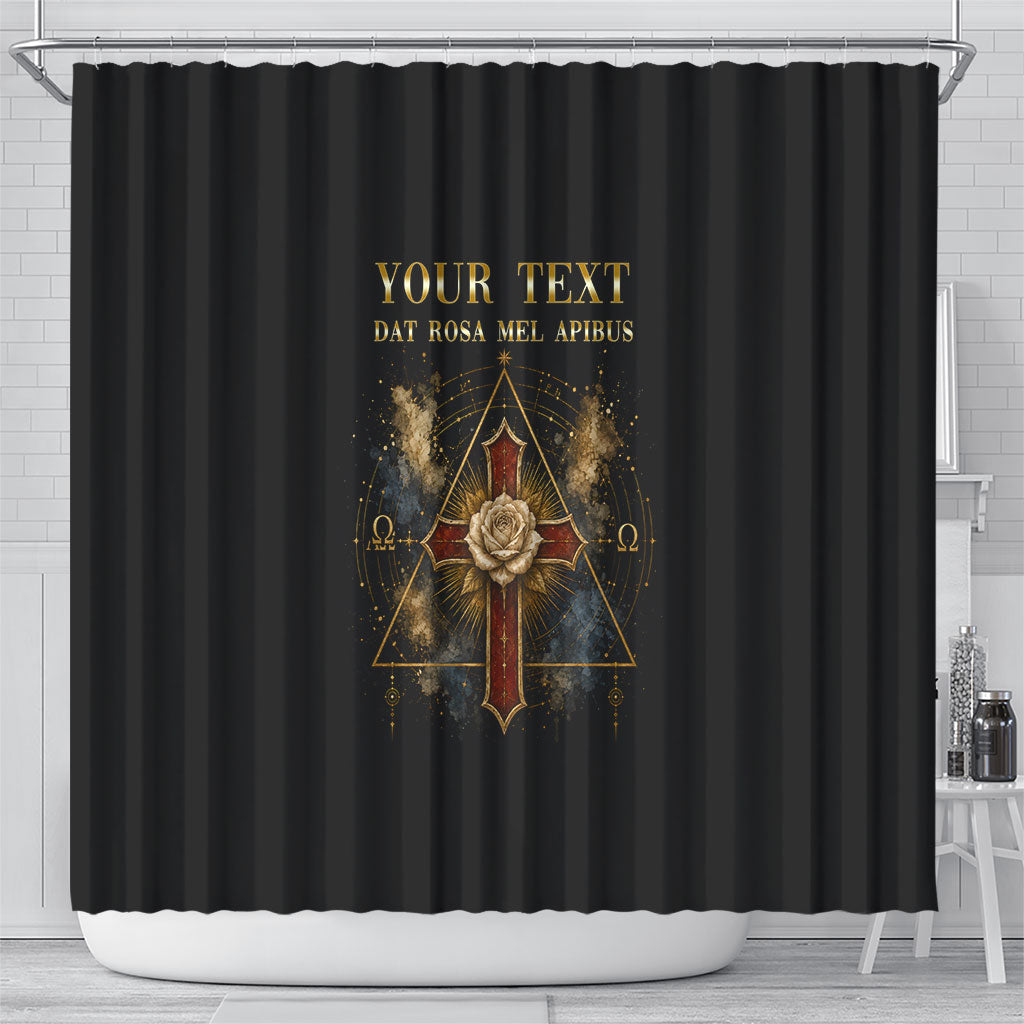 Personalized Rosicrucians Shower Curtain Sapiens Dominabitur Astris Rose Cross