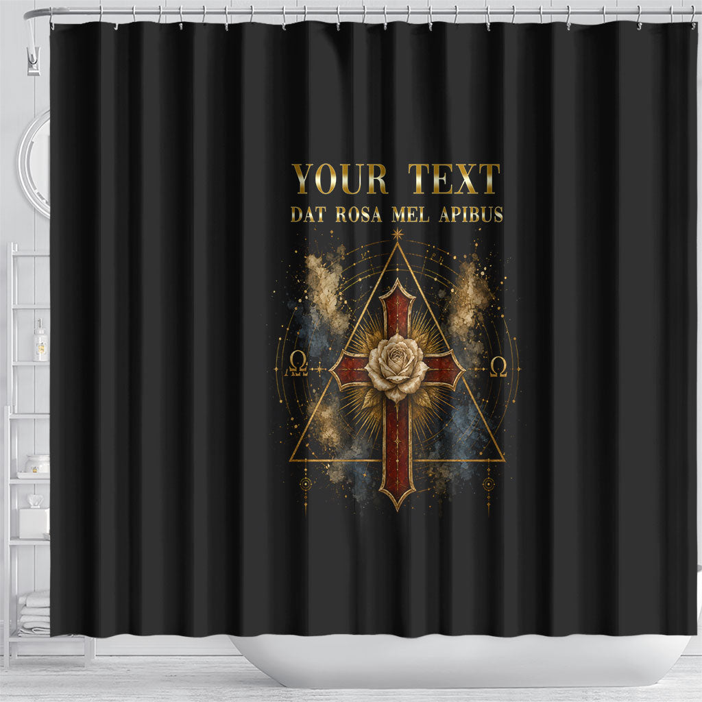 Personalized Rosicrucians Shower Curtain Sapiens Dominabitur Astris Rose Cross