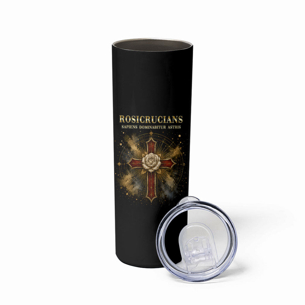 Personalized Rosicrucians Skinny Tumbler Sapiens Dominabitur Astris Rose Cross