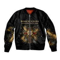 Personalized Rosicrucians Sleeve Zip Bomber Jacket Sapiens Dominabitur Astris Rose Cross