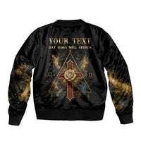 Personalized Rosicrucians Sleeve Zip Bomber Jacket Sapiens Dominabitur Astris Rose Cross